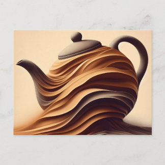 Abstracte Minimalistische Zen Stroom Theepot Aankondigingskaart