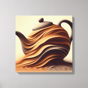 Abstracte Minimalistische Zen Stroom Theepot Canvas Afdruk