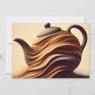 Abstracte Minimalistische Zen Stroom Theepot Feestdagenkaart