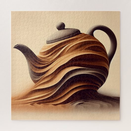 Abstracte Minimalistische Zen Stroom Theepot Legpuzzel (Verticaal)