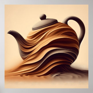 Abstracte Minimalistische Zen Stroom Theepot Poster