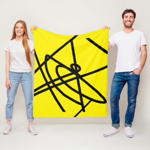Abstracte minimalistische zonnen Zwarte Gele Blank Fleece Deken
