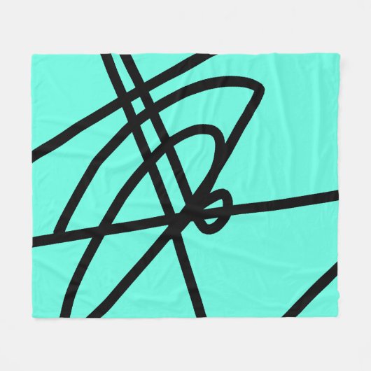 Abstracte minimalistische zonnen zwarte Turquoise  Fleece Deken (Voorkant (Horizontaal))
