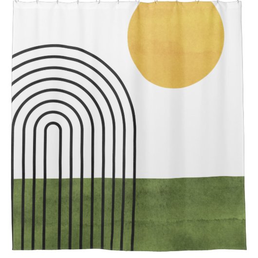 Abstracte minimalistische zonnestraal middeleeuwse douchegordijn (Voorkant)