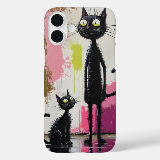 Abstracte minimalistische zwarte kattenprint Case-Mate iPhone case (Achterkant)