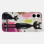 Abstracte minimalistische zwarte kattenprint Case-Mate iPhone case (Achterkant (horizontaal))