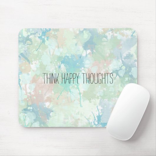 Abstracte Mint Blauwe Waterverf Splashes Happy Muismat (Met muis)