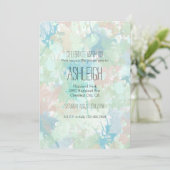 Abstracte Mint Blue Waterverf Splashes Verjaardag Kaart (Staand voorkant)