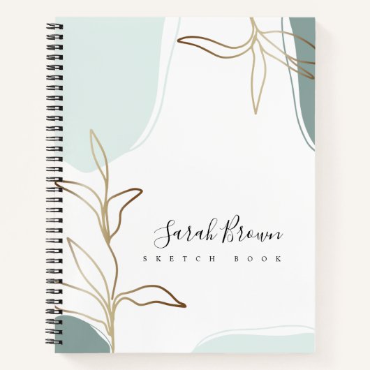 Abstracte Mint en Moss Green Sketchbook Notitieboek (Voorkant)