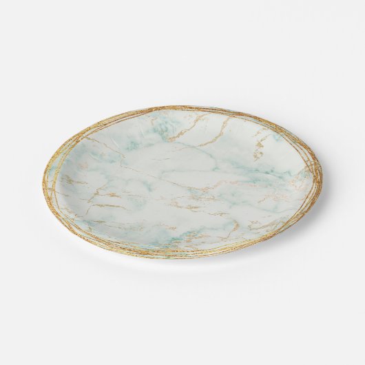 Abstracte Mint Green Marble Glam Golden Vip Papieren Bordje (Gekanteld)