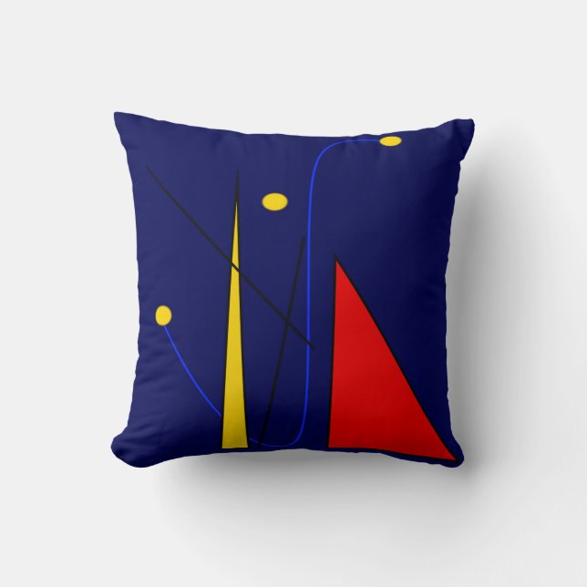 Abstracte Miro geïnspireerde decoratieve piloot Kussen (Voorkant)