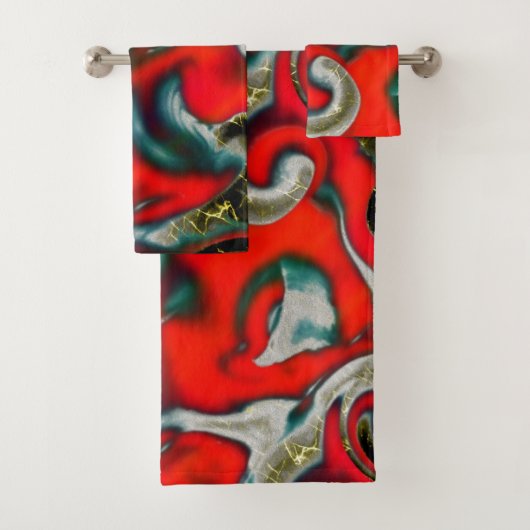 Abstracte mix van rode verloopvlek boven zandige g bad handdoek (Insitu)