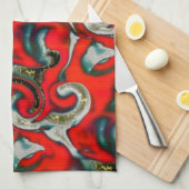 Abstracte mix van rode verloopvlek boven zandige g theedoek (Quarter Fold)