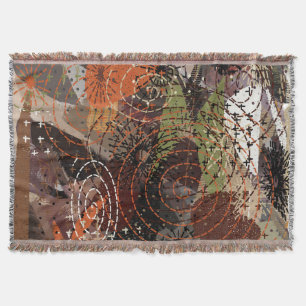 Abstracte Mixed Media Aardse Herfstkleuren Deken
