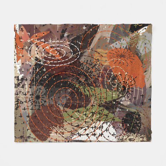 Abstracte Mixed Media Aardse Herfstkleuren Fleece Deken (Voorkant (Horizontaal))