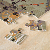 Abstracte Mixed Media Aardse Herfstkleuren Legpuzzel (Zijkant)