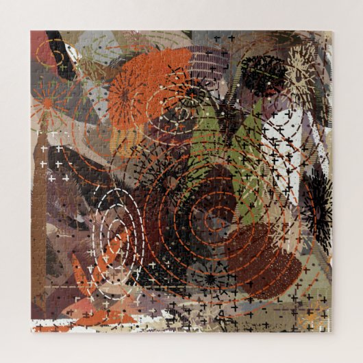 Abstracte Mixed Media Aardse Herfstkleuren Legpuzzel (Verticaal)