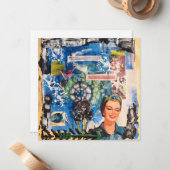 Abstracte Mixed Media Collage Notitiekaartje (Voorkant / Achterkant in situ)