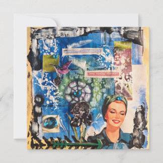 Abstracte Mixed Media Collage Notitiekaartje