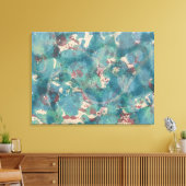 Abstracte mixed media in turkoois aqua en roest canvas afdruk (Insitu (Woonkamer))