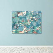 Abstracte mixed media in turkoois aqua en roest canvas afdruk (Insitu (Houten vloer))