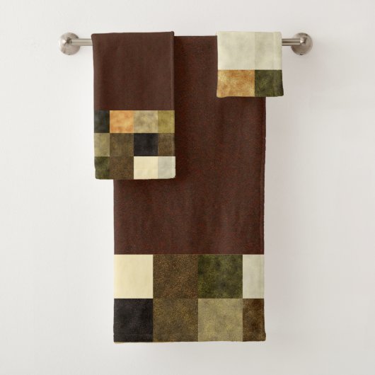 Abstracte mocha Embellish Bathroom Towel Set Bad Handdoek (Insitu)