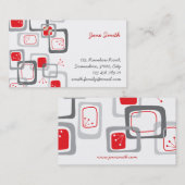 Abstracte Mod Retro Red Cherry-vierkantsprofielkaa Visitekaartje (Voorkant / Achterkant)