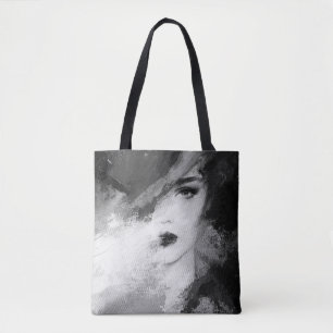 Abstracte Mode Vrouw Acryl Schilderen Tote Bag