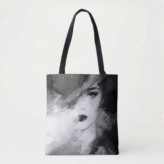 Abstracte Mode Vrouw Acryl Schilderen Tote Bag (Voorkant)