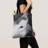 Abstracte Mode Vrouw Acryl Schilderen Tote Bag (Dichtbij)