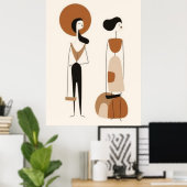 Abstracte modefiguren wandkunst | Minimalistisch  Poster (Thuiskantoor)
