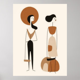 Abstracte modefiguren wandkunst | Minimalistisch Poster