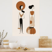 Abstracte modefiguren wandkunst | Minimalistisch  Poster (Keuken)
