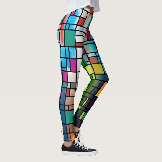 Abstracte Modern Art Grid Pattern Leggings (Rechts)