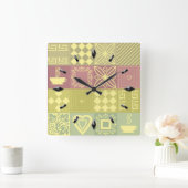 Abstracte modern, geometrisch ontwerp p vierkante klok (Huis)