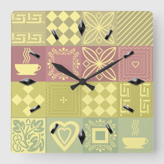 Abstracte modern, geometrisch ontwerp p vierkante klok (Voorkant)