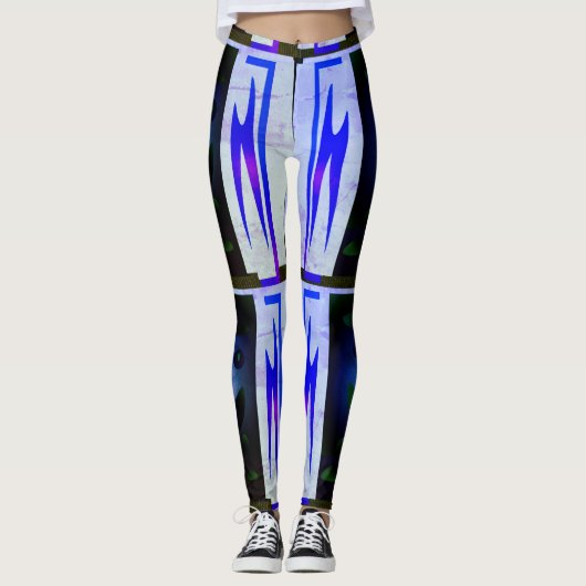 ABSTRACTE MODERN-Leggings met zwarte-blauw-mozaïek Leggings (Voorkant)
