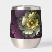 Abstracte Modern Purpur Khaki Gray Fractal Flower (Achterkant)