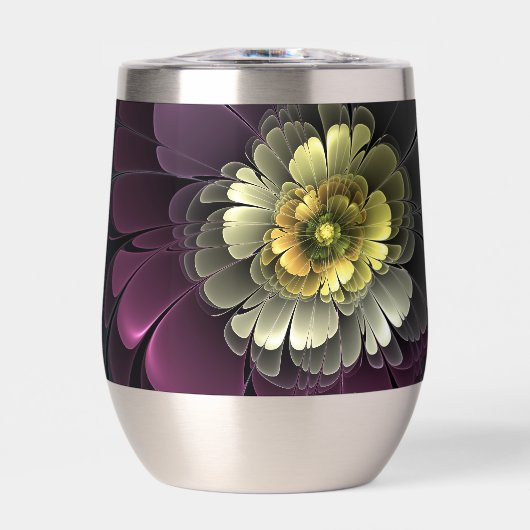 Abstracte Modern Purpur Khaki Gray Fractal Flower (Voorkant)