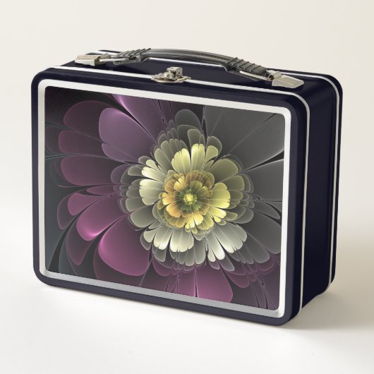 Abstracte Modern Purpur Khaki Gray Fractal Flower (Voorkant)