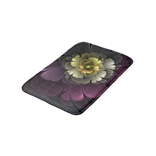 Abstracte Modern Purpur Khaki Gray Fractal Flower Badmat (Gekanteld)