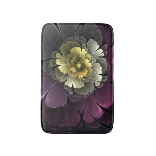 Abstracte Modern Purpur Khaki Gray Fractal Flower Badmat (Voorkant Verticaal)