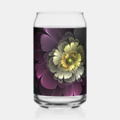 Abstracte Modern Purpur Khaki Gray Fractal Flower Blikvorm Glas (Achterkant)