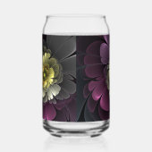 Abstracte Modern Purpur Khaki Gray Fractal Flower Blikvorm Glas (Links)