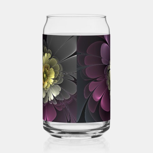 Abstracte Modern Purpur Khaki Gray Fractal Flower Blikvorm Glas (Links)