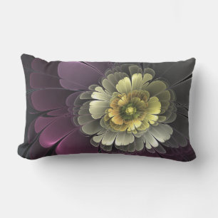 Abstracte Modern Purpur Khaki Gray Fractal Flower Buitenkussen