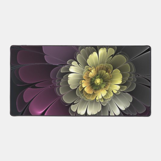 Abstracte Modern Purpur Khaki Gray Fractal Flower Bureaumat (Voorkant)
