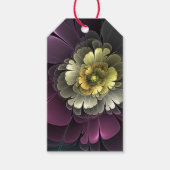 Abstracte Modern Purpur Khaki Gray Fractal Flower Cadeaulabel (Voorkant)