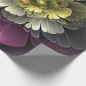 Abstracte Modern Purpur Khaki Gray Fractal Flower Cadeaupapier (Hoek)