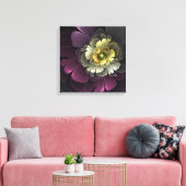 Abstracte Modern Purpur Khaki Gray Fractal Flower Canvas Afdruk (Insitu (Woonkamer))